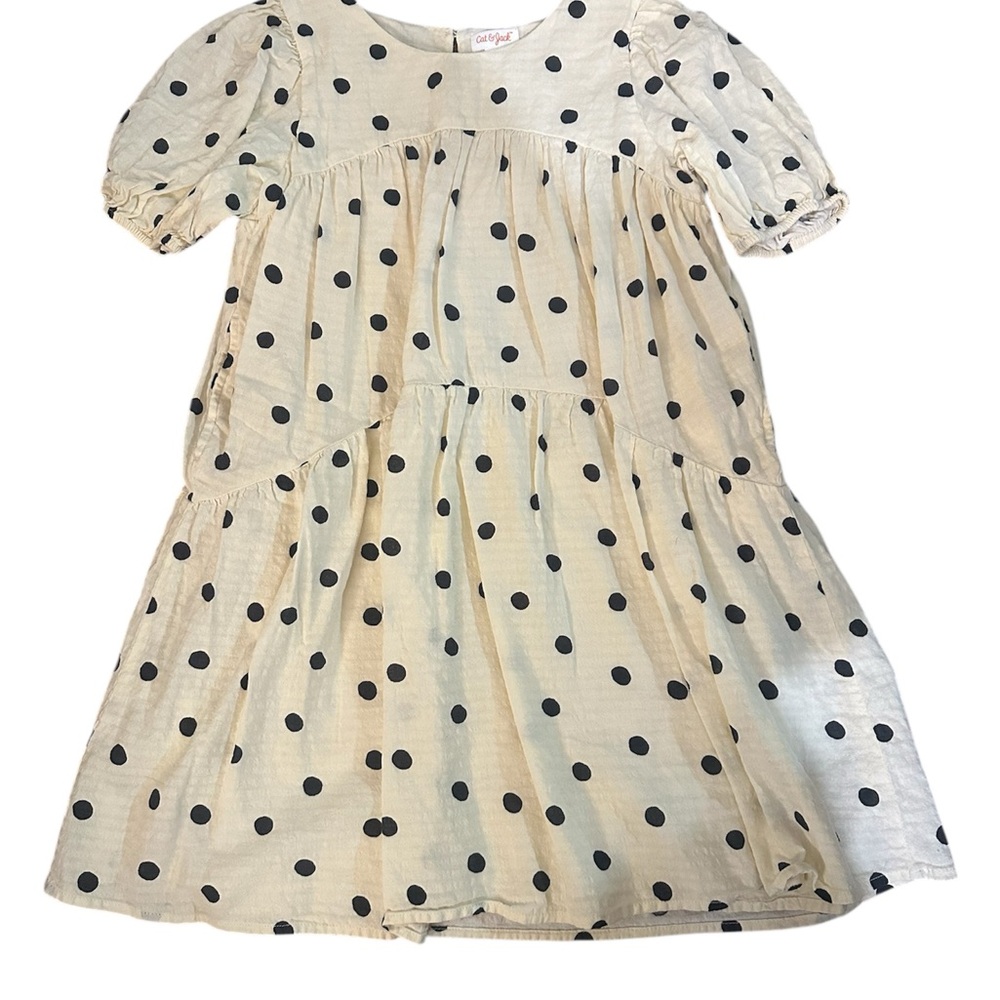Cat & Jack Cream Dress with Black Polka Dots